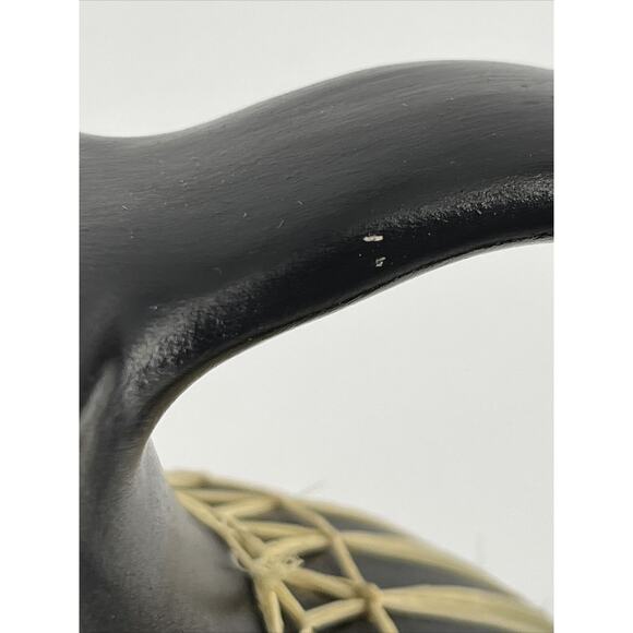 Vintage GMUNDNER KERAMIK Black Stoneware Pitcher Wrapped in Raffia Tribal - Picture 13 of 16